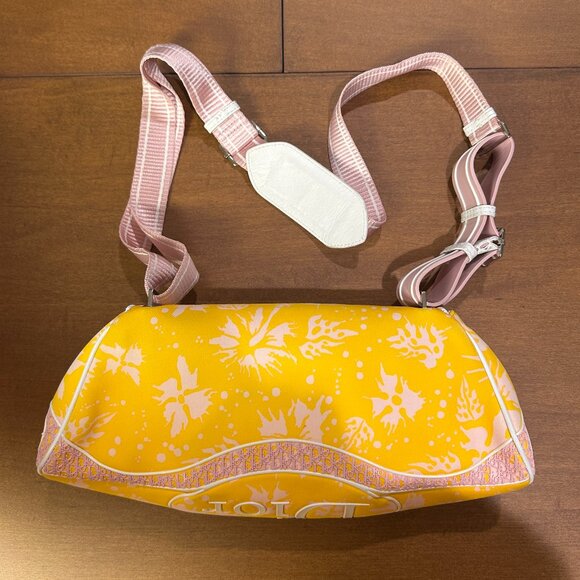 Christian Dior SS 2004 Surf Chick Yellow and Pink Floral Hibiscus Crossbody Bag - Picture 4 of 13